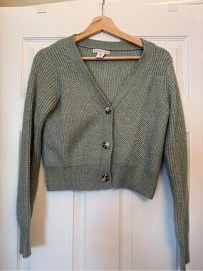 Sage Green Button-Front Cardigan